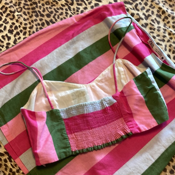 Zara Pink green linen skirt set - Picture 3 of 5
